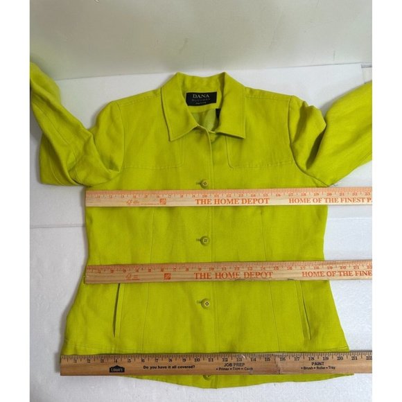 Dana Buchman Blazer Petite Green Linen Jacket Button Front Casual Size 12P #1272 - Picture 11 of 16